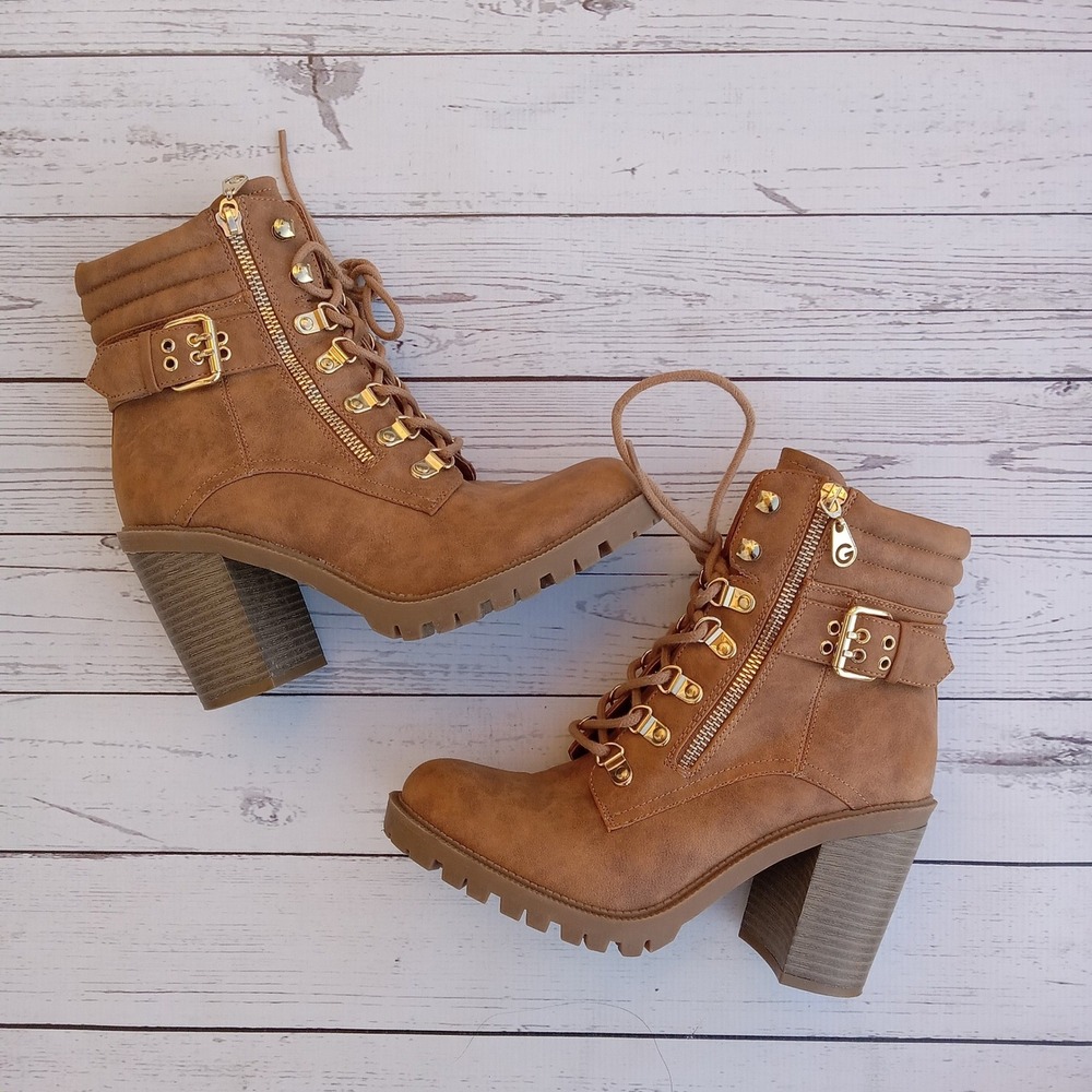 G By GUESS Jaylee Block Chunky Heel Lug Sole Combat Grunge Edgy Boots Size 7M